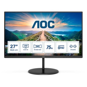 AOC Monitor Q27V4EA, 27 WQHD, IPS, 250 cd/m2, Adaptive Sync, DP, HDMI, 75Hz, 4 ms