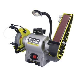 RYOBI stolna dvostruka brusilica RBGL250 - 250W,  ploča 150x20mm, brusna traka 50x686mm, brzina rada 2850/min, masa 10,7kg