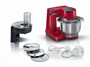 BOSCH kuhinjski aparat MUM Serie 2| CRVENA, 900W, 3.8L, 7 Brzina, Inox posuda, SL