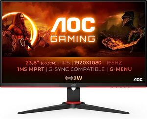 AOC monitor 24G2SPAE gaming, 24, FullHD, IPS, 300cd/m2, AMD FreeSync Premium, HDMI, DP, 165Hz, 1ms