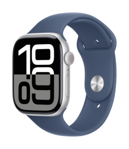 Apple Watch S10 GPS 42mm Silver Aluminium Case Denim Sport Band - S/M