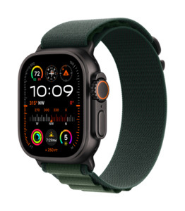 Apple Watch Ultra 2 v2 GPS + Cellular 49mm Black Titanium Case Dark Green Alpine Loop - Medium