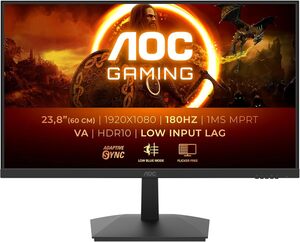 AOC monitor 24G15N2 gaming, 24, FullHD, VA, 250cd/m2, Adaptive Sync, HDR10, DP, HDMI, 180Hz, 1ms