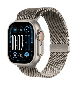 Apple Watch Ultra 2 v2 Cellular 49mm Natural Titanium Case Natural Titanium Milanese Loop - L