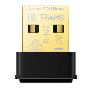 TP-Link Archer T3U Nano AC1300 Nano Wireless MU-MIMO USB Adapter,Nano size, 867Mbps at 5GHz + 400Mbps at 2.4GHz, USB 2.0, WPA3, Supports Windows 11/10/8.1/8/7, Mac OS 10.15 and earlier