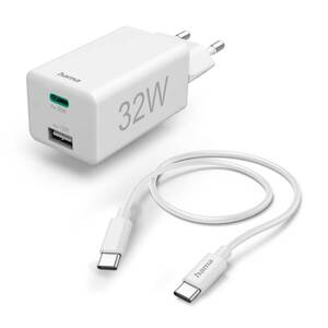 HAMA 32 W brzi punjač 122936, USB-C, Bijeli (kabl uključen)