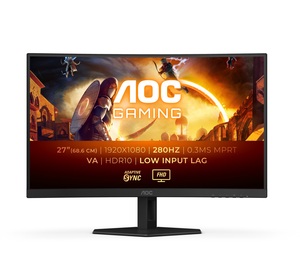 AOC Monitor C27G4ZXE gaming zakrivljeni, 27, FullHD, VA, , 300 cd/m2, Adaptive Sync, HDR 10, HDMI, DP, 280Hz, 0.3ms