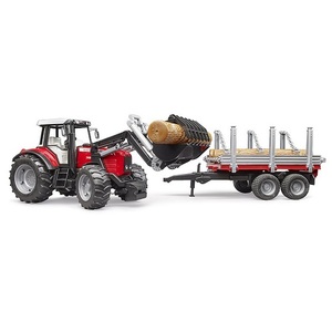 Bruder Massey Ferguson utovarivač s prikolicom 2046