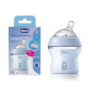 Chicco flašica Natural Feeling 150 ml, 0m+, plava