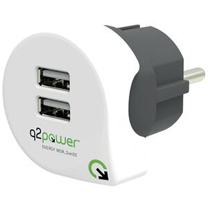 q2power Punjač kućni za smartphone, tablete, 2 x USB, 2.4A - DUAL USB CHARGER EUROPE