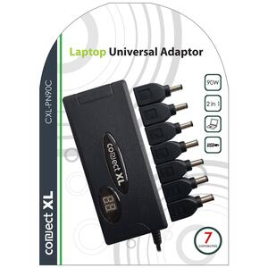 Connect XL Adapter za laptop,univerzalni, 90W, 2u1 AC+Auto, LCD display - CXL-PN90C