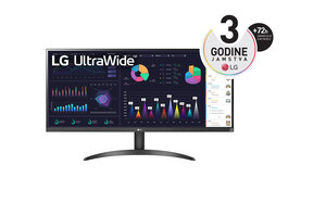 LG monitor UltraWide 34WQ500-B, 34, UWFHD, IPS, 400 cd/m2, AMD FreeSync, HDR10, HDMI, DP, 100 Hz, 5ms