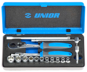 UNIOR Ključevi nasadni, prihvat 1/4”, u metalnoj kutiji – 188BI