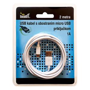 Meanit USB A na USB micro kabel, FLIP, dužina 2.0 metra - USB / micro USB - 2m