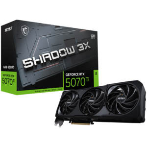 MSI grafička kartica Nvidia GeForce RTX 5070 TI 16G SHADOW 3X OC (16GB GDDR7/256bit, PCI-E Gen5, 3x DP 2.1, 1x HDMI 2.1, 1x 16-pin Power Connector, Retail)