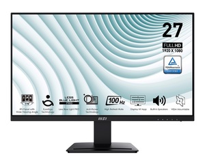 MSI monitor MP273A PRO, 27, FullHD, IPS, 300 cd/m2, Adaptive Sync, VGA, DP, HDMI, zvučnici, 100Hz, 1ms