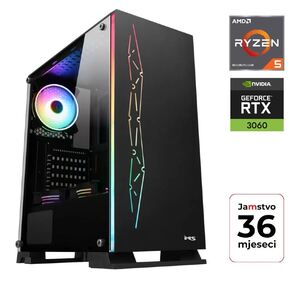 MSG Računar B R5 4500, AMD Ryzen 5 4500, 16GB DDR4 RAM, 500GB SSD, Nvidia GeForce RTX 3060 12GB OC, FreeDos, 3 godine garancije