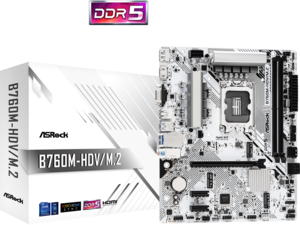 ASROCK matična ploča B760-HDV/M.2B760, LGA1700, 2xDDR5, 2xM.24xSATA,RAID,HDMI,DP,VGA,MicroATX, White