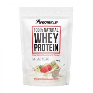 PROTEINI.SI 100% NATURAL WHEY PROTEIN, 400g, White Choc. Straw.