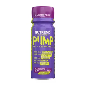 Nutrend Pump Shot – pre-workout bez kofeina za snagu i energiju- kupina, limeta, 60 ml
