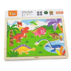 VIGA 51460 DRVENE PUZZLE DINOSAUR- 24 KOM