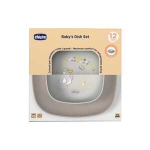 CHICCO  set tanjura za jelo 12m+, Grey