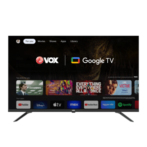 VOX LED televizor 43GTU090, bez okvira, 4K Ultra HD, Smart TV, Google TV, Dolby Audio, Crni