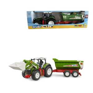BRUDER 3452 TRAKTOR S PREDNJIM UTOVARIVAČEM I PRIKOLICOM