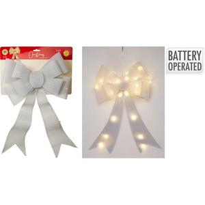 Koopman LED mašna 61 cm – srebrna dekoracija