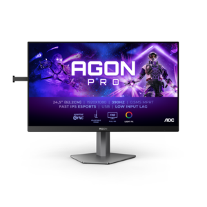 AOC monitor AG256FS gaming, 25, FullHD, IPS, 400 cd/m2, Adaptive Sync, HDR400, HDMI, DP, 390Hz, 0.3ms