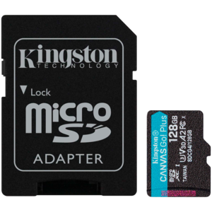 KINGSTON microSDXC 128GB Canvas Go Plus Gen4 200MB/s A2 U3 V30 Card + Adapter