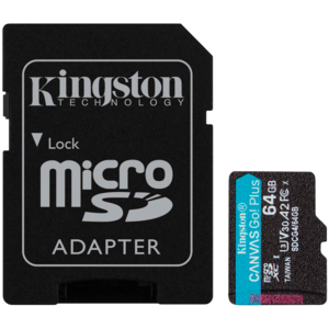 KINGSTON microSDXC 64GB  Canvas Go Plus Gen4 200MB/s A2 U3 V30 Card + Adapter