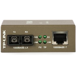 TP-Link Media Filter MC210CS, 1000Mbps RJ45 to 1000Mbps single-mode SC fiber Converter, Full-duplex,up to 15Km, switching power adapter, chassis mountable
