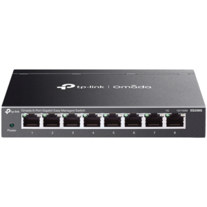 TP-Link ES208G Omada 8-Port Gigabit Easy Managed Switch, 8 x Gigabit RJ45 Ports, Desktop Steel Case and Fanless, Omada App