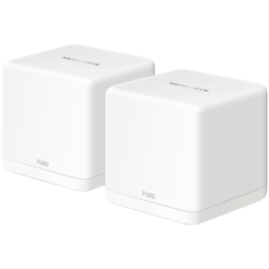 Mercusys Halo H60X (2-Pack) AX1500 Whole Home Mesh Wi-Fi 6 System,2-pack: 1× Halo H60XR + 1× Halo H60XS, 300 Mbps at 2.4 GHz + 1201 Mbps at 5 GHz,Halo H60XR