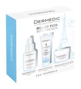 Dermedic – Melumin set/depigmentacijski serum 30 ml+micelarna emulzija 25 ml+zastitna krema spf 50 15 ml