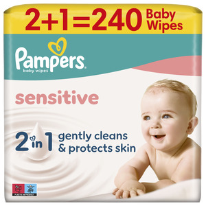 Pampers Sensitive vlažne maramice 3x80 kom (240 kom) 2+1 GRATIS