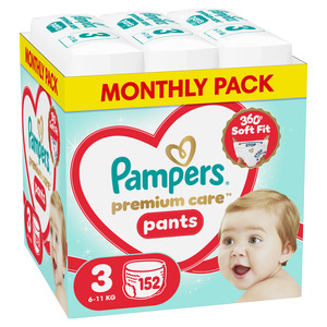 Pampers Premium Care Pants pelene gaćice veličina 3 (Midi) Mega Pack 152 kom (6–11 kg)