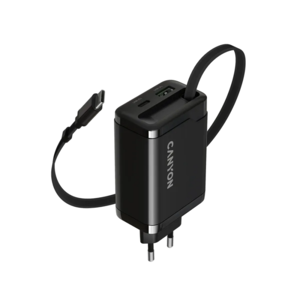 CANYON punjač OnCharge 65RC Build-In kabel USB-C 65W 1xPD 1xQC EU Black