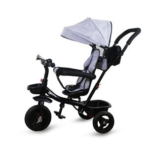 JUNGLE dječiji tricikl Girotto sa ručkom i rotirajućim sjedištem, crno sivi