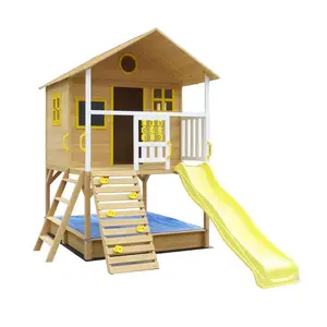 KINDER HOME velika dječija drvena kućica sa pješčanikom i toboganom