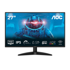 AOC monitor 27B36X, 27" FHD IPS, 144Hz, 0.5ms MPRT, 300 nits, Adaptive Sync, HDR10, HDMI, DP, Audio Out, VESA