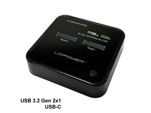 LC-Power Docking station NVMe M.2 SSD, USB-C port, 2x SSD-a, Transfer rate do 10 Gb/s