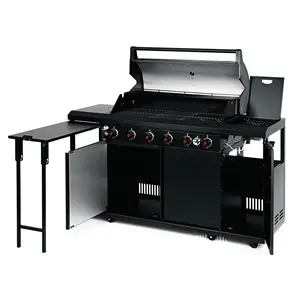 LANDMANN plinski roštilj BBQ 6.1 – 6 plamenika s poklopcem, crni 22169
