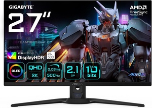 Gigabyte AORUS Gaming Monitor 27", QHD QD-OLED, 500Hz, 0.03ms, HDR True Black 500, 2x HDMI 2.1, DP 2.1, MiniDP, VESA
