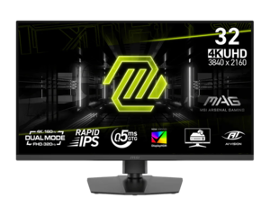 MSI MAG 322URDF E16 gaming monitor, 31.5", 4K UHD, Rapid IPS, Dual Mode, FreeSync Premium, HDMI, DP, 160Hz/320Hz, 0.5ms