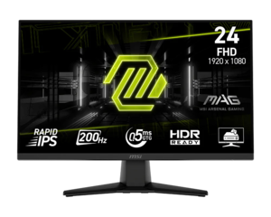 MSI MAG 242F gaming monitor, 23.8", Full HD, Rapid IPS, AMD FreeSync Premium, HDR Ready, HDMI, DP, 200Hz, 0.5ms
