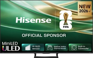 Hisense Hi-QLED televizor 55E8S, 4K Ultra HD, Smart TV, VIDAA U9, Smart OS, 144Hz VRR, Dolby vision IQ, Ugrađeni subwoofer, crni