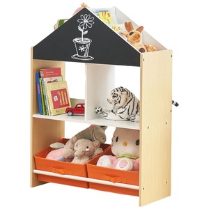 KINDER  HOME dječji ormarić, regal za igračke i knjige sa tablom za pisanje, kuća, drvo TF-6747