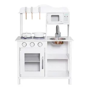 KINDER HOME dječja drvena kuhinja za igru sa dodacima bijela V10C404H